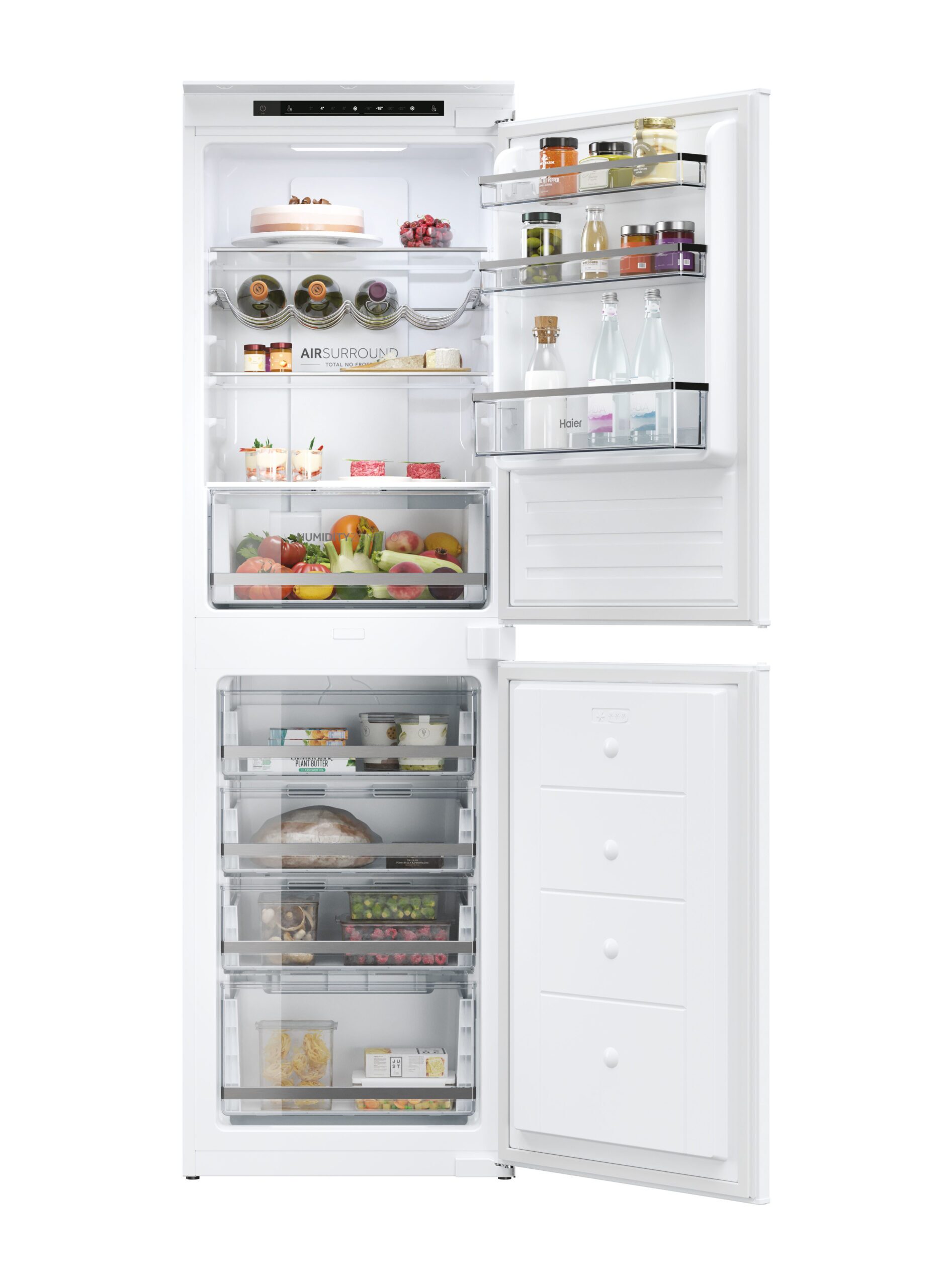 Haier HB50T618FMK Integrated 50/50 Frost Free Fridge Freezer with Sliding Door Fixing Kit – White – E Rated #373937