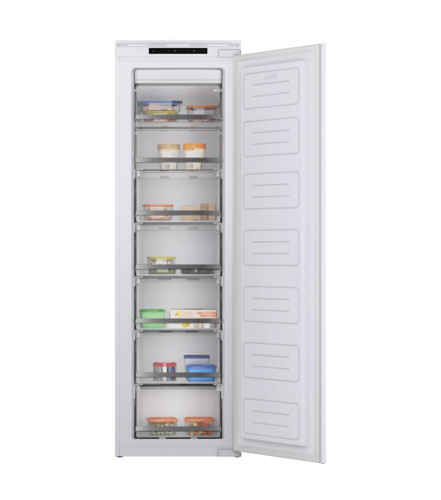 Haier HFE172NFUK Integrated Frost Free Upright Freezer with Sliding Door Fixing Kit – F Rated #374223