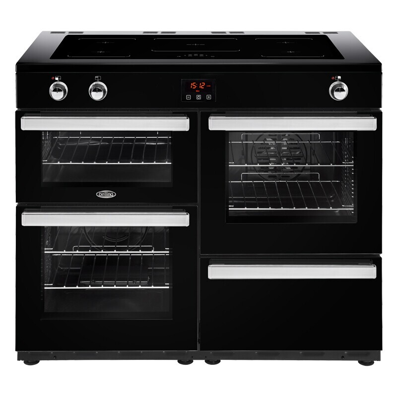 Belling Cookcentre110Ei Prof 110cm Electric Range Cooker with Induction Hob – Black – A/A Rated #372376