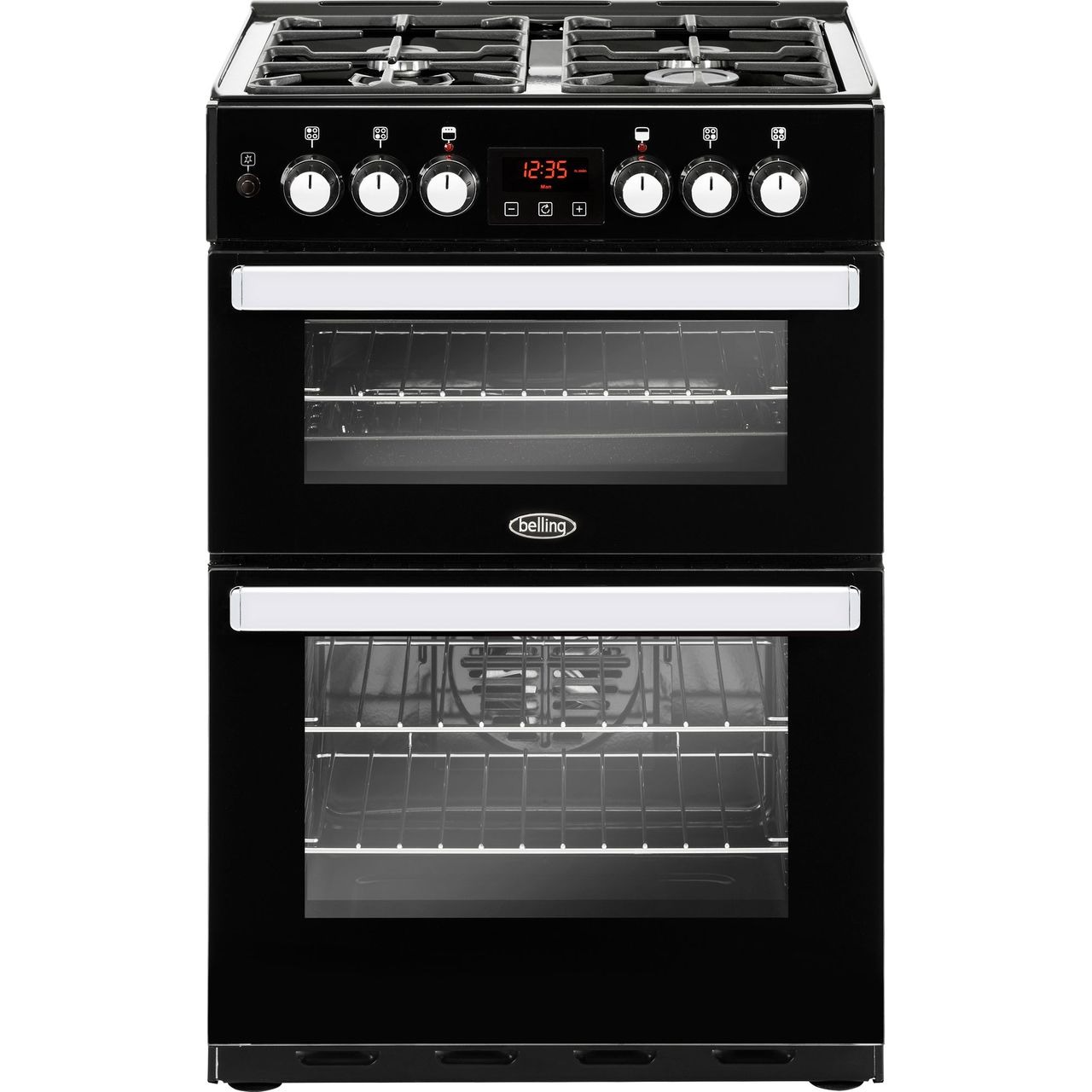 Belling Cookcentre 60DF 60cm Dual Fuel Mini Range Cooker – Black – A/A Rated #385870