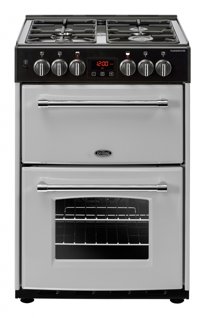 Belling Farmhouse 60E 60cm Electric Mini Range Cooker with Ceramic Hob – Silver – A/A Rated #383807