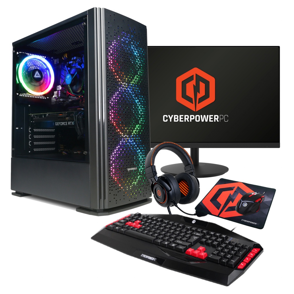 CyberPowerPC AO22220 Gaming Tower – NVIDIA GeForce RTX 3050, AMD Ryzen™ 5, 500GB SSD – Black #386492