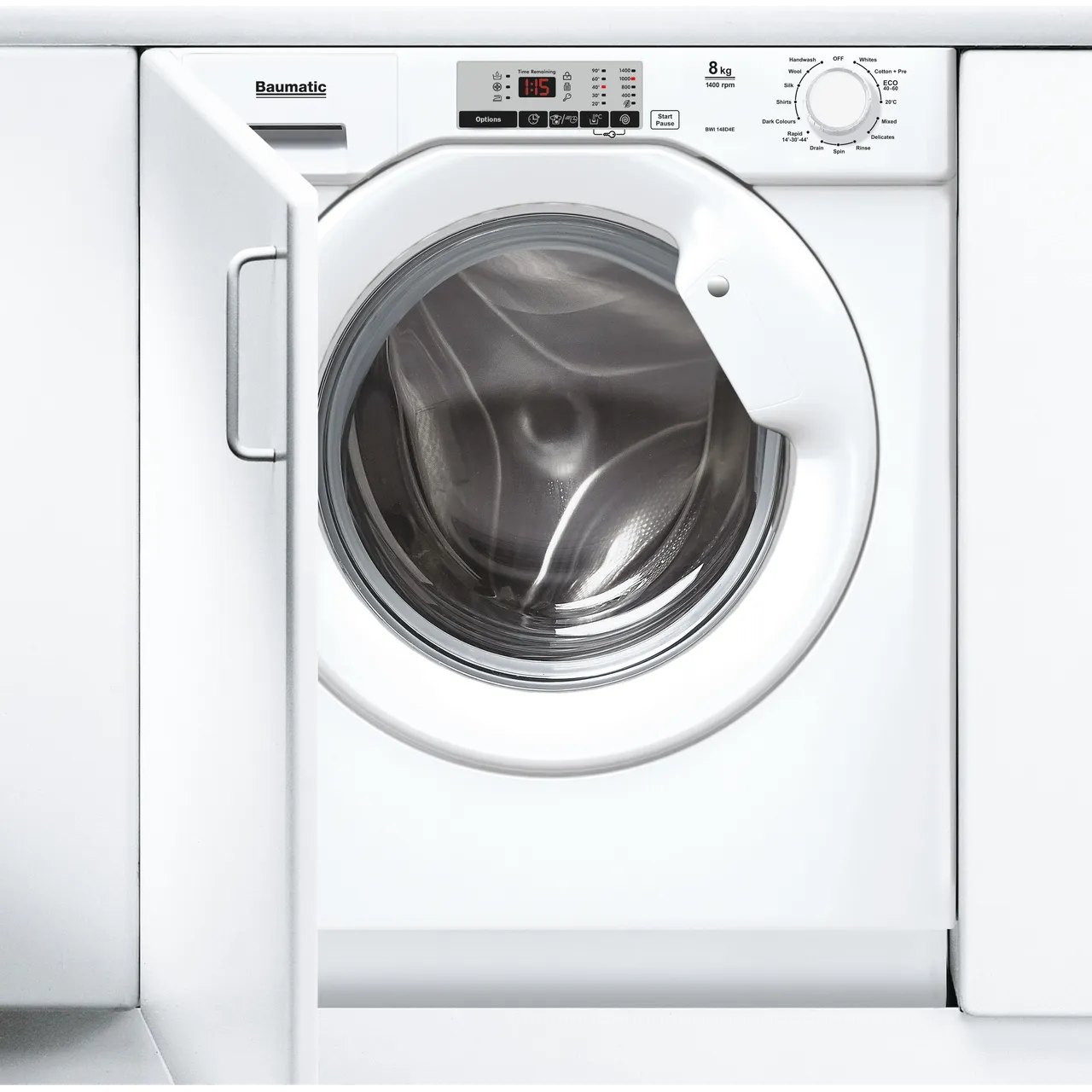 Baumatic BWI148D4E Integrated 8kg Washing Machine with 1400 rpm – White – D Rated #391045