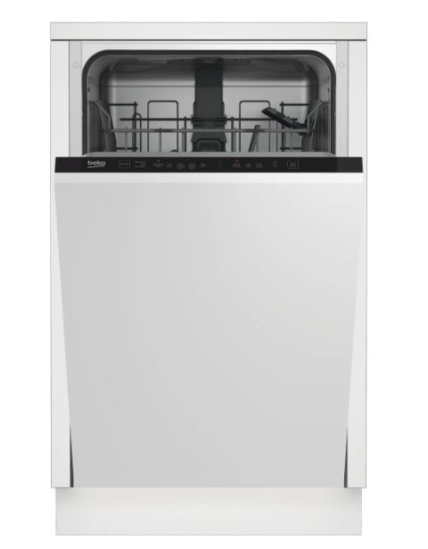 Beko DIS15020 Fully Integrated Slimline Dishwasher – Black Control Panel with Fixed Door Fixing Kit – E Rated #391327