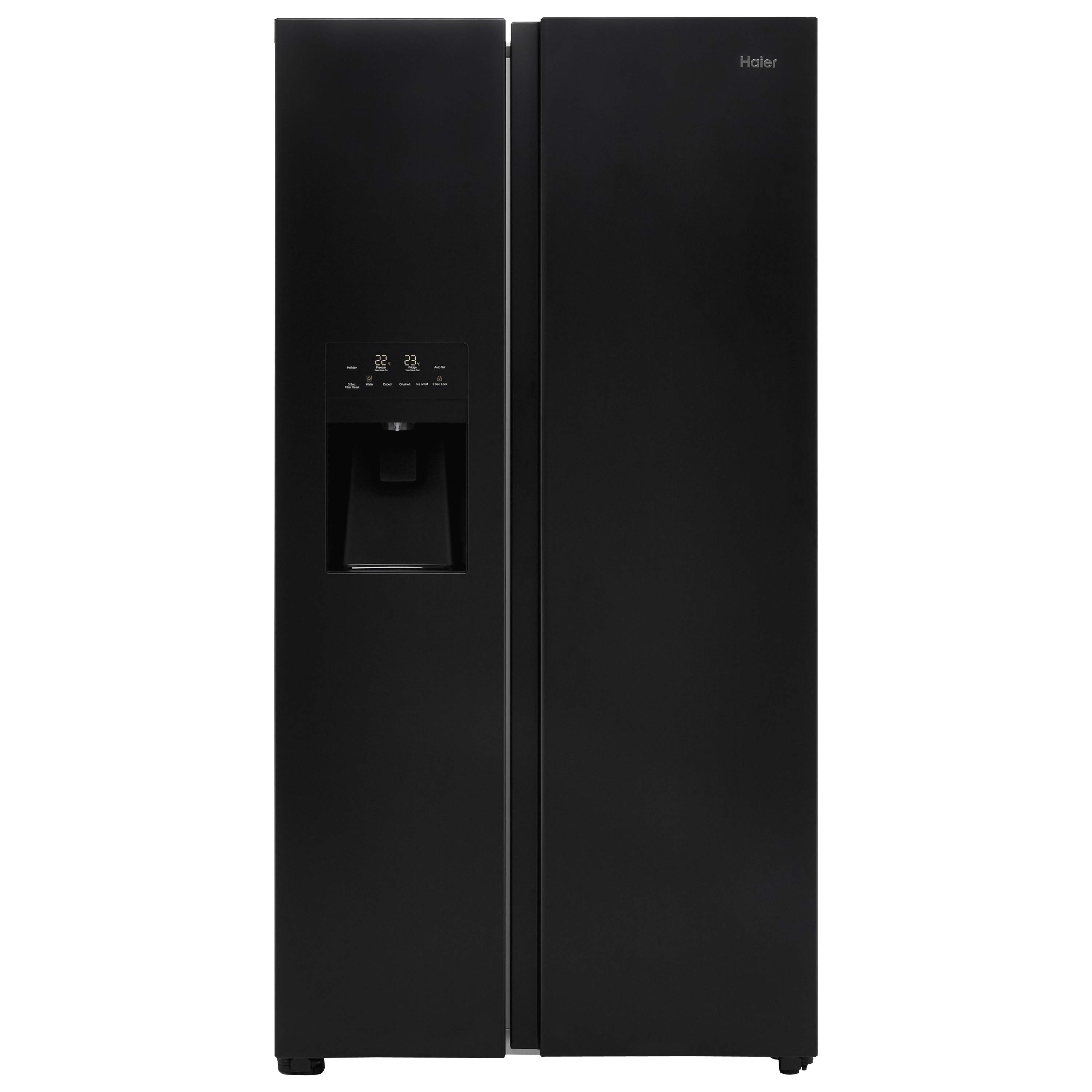 Haier HSOBPIF9183 Frost Free Plumbed American Fridge Freezer – Black #374236
