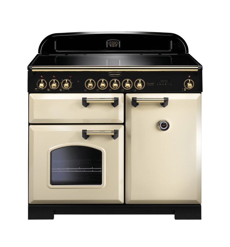 Rangemaster Classic Deluxe CDL100EICR/C 100cm Electric Range Cooker with Induction Hob – Cream / Chrome – A/A Rated #376924
