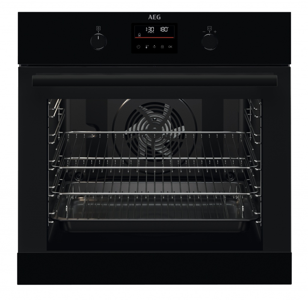 AEG Steambake BPK355061B Built In Electric Single Oven and Pyrolytic Cleaning – Black – A+ Rated #379219