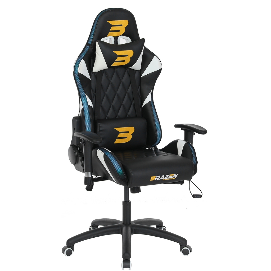 BraZen Venom Elite Esports RGB PC Gaming Chair – Black / White #388230