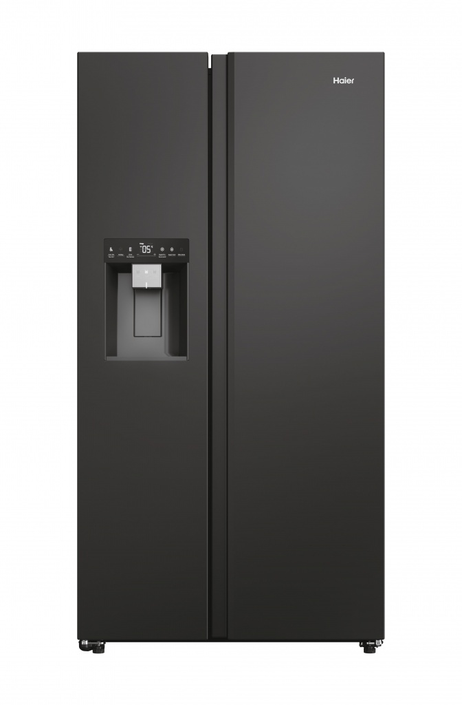 Haier HSW79F18DIPT Wifi Connected Plumbed Frost Free American Fridge Freezer – Black – D Rated #385858